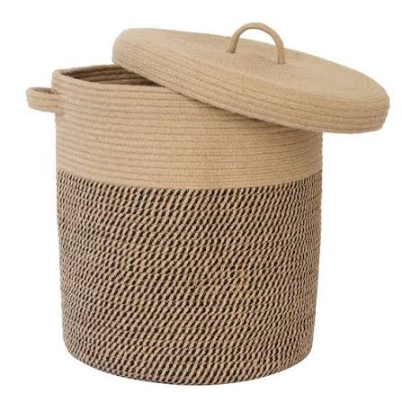 Woven Storage Basket with Lid – Medium