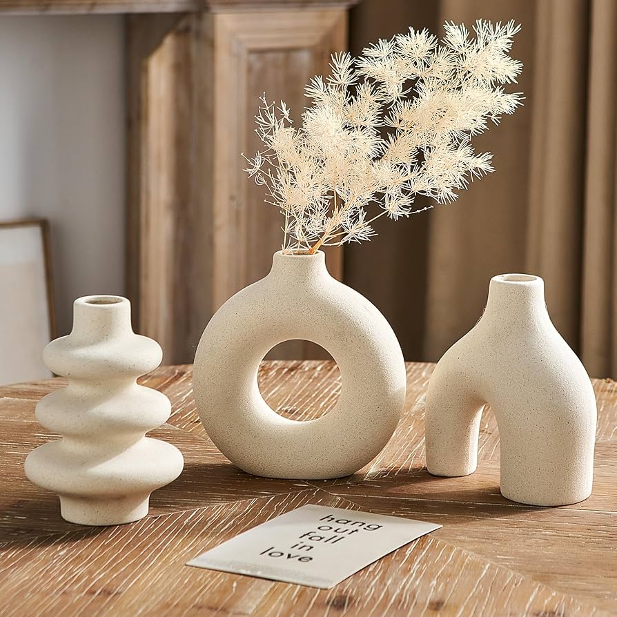 Ceramic Vase Set – Minimalist (3 pcs)