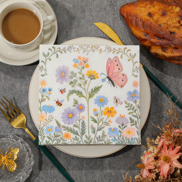 20 Pcs Floral Print Paper Napkins