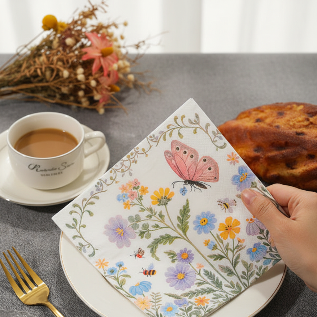 20 Pcs Floral Print Paper Napkins