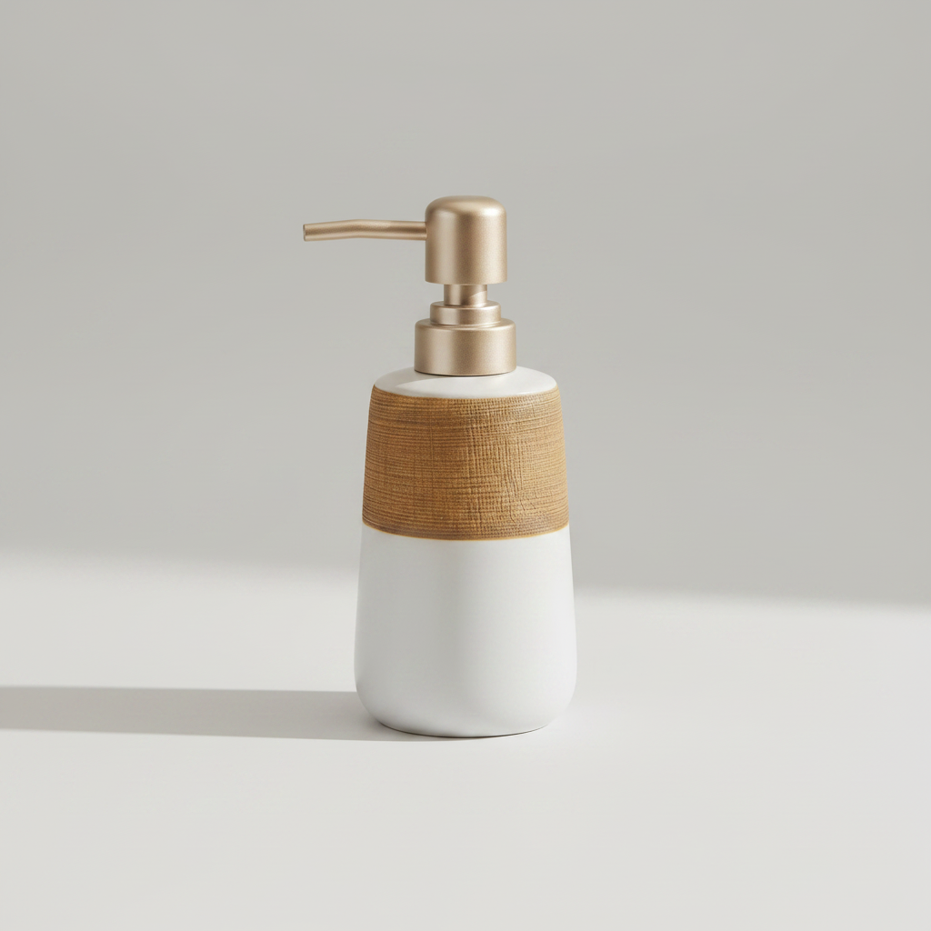 Ceramic & Rattan Hand Wash Dispenser — Premium Soap Dispenser