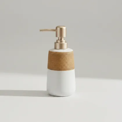 Ceramic & Rattan Hand Wash Dispenser — Premium Soap Dispenser
