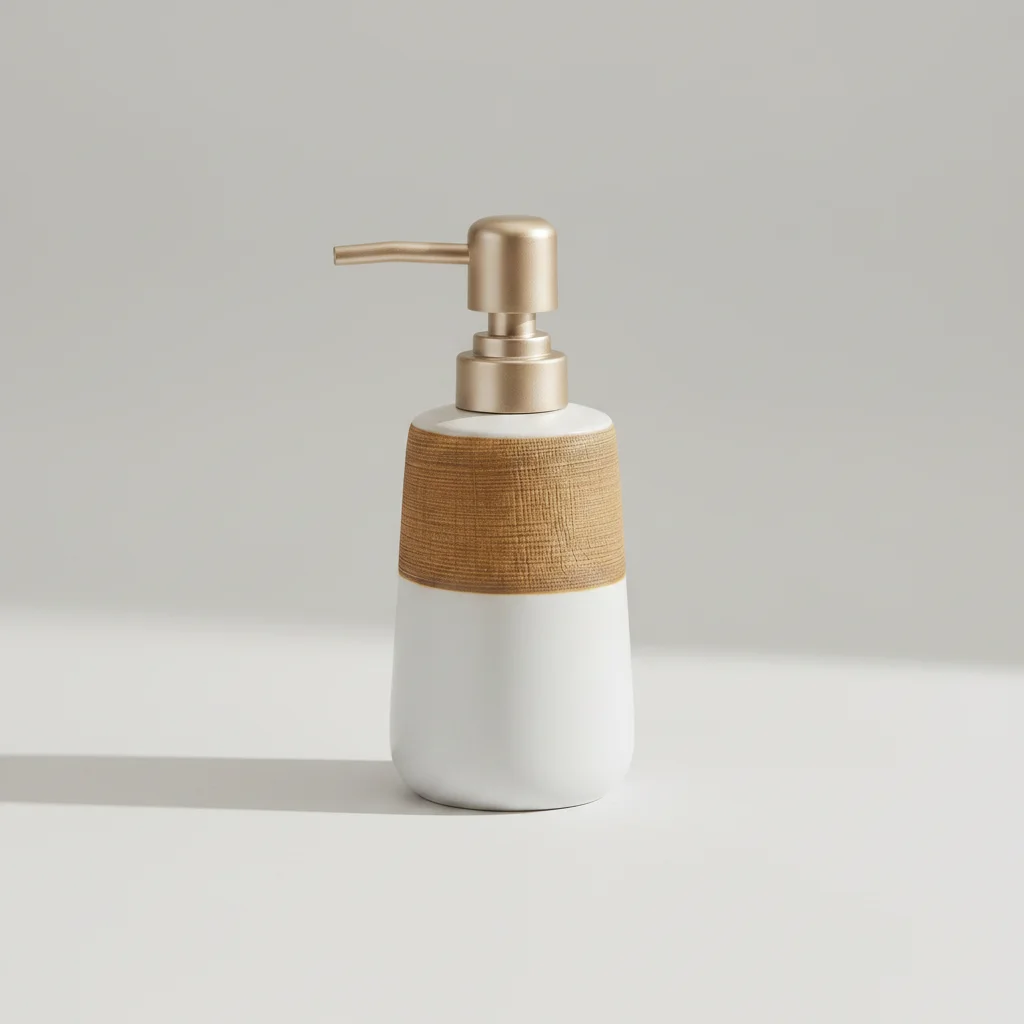 Ceramic & Rattan Hand Wash Dispenser — Premium Soap Dispenser