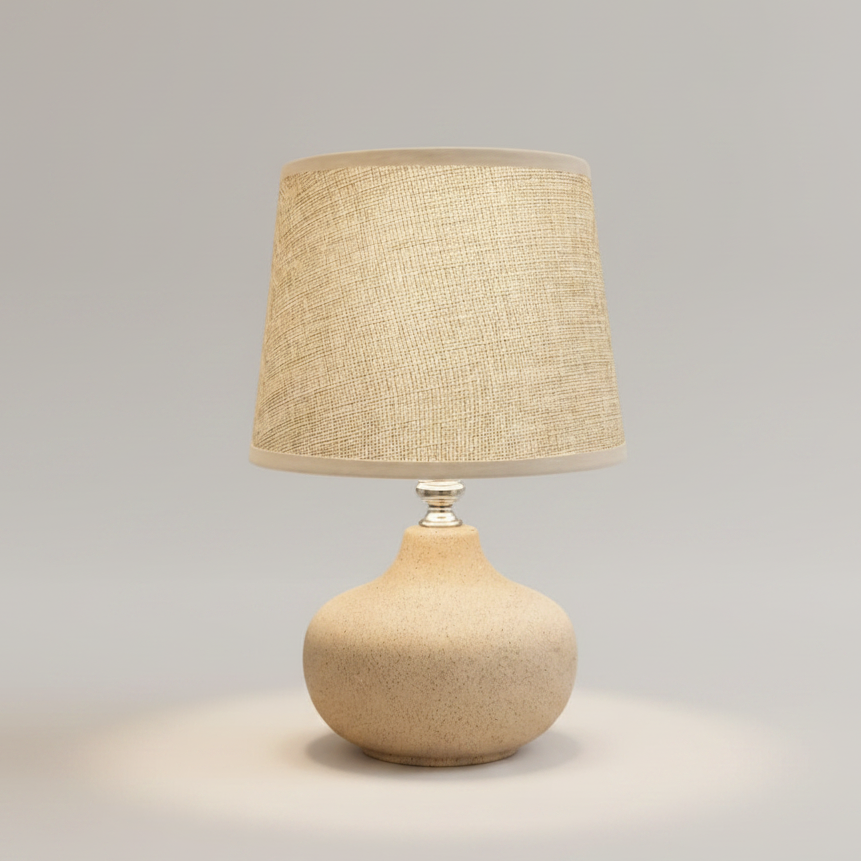 Ceramic Table Lamp with Woven Linen Shade