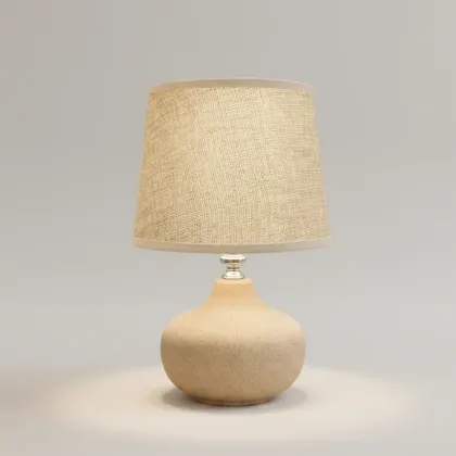 Ceramic Table Lamp with Woven Linen Shade