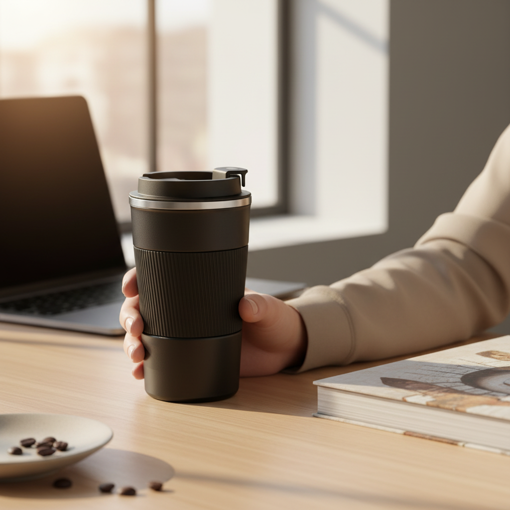 Matte Black Insulated Travel Mug – 500 ml