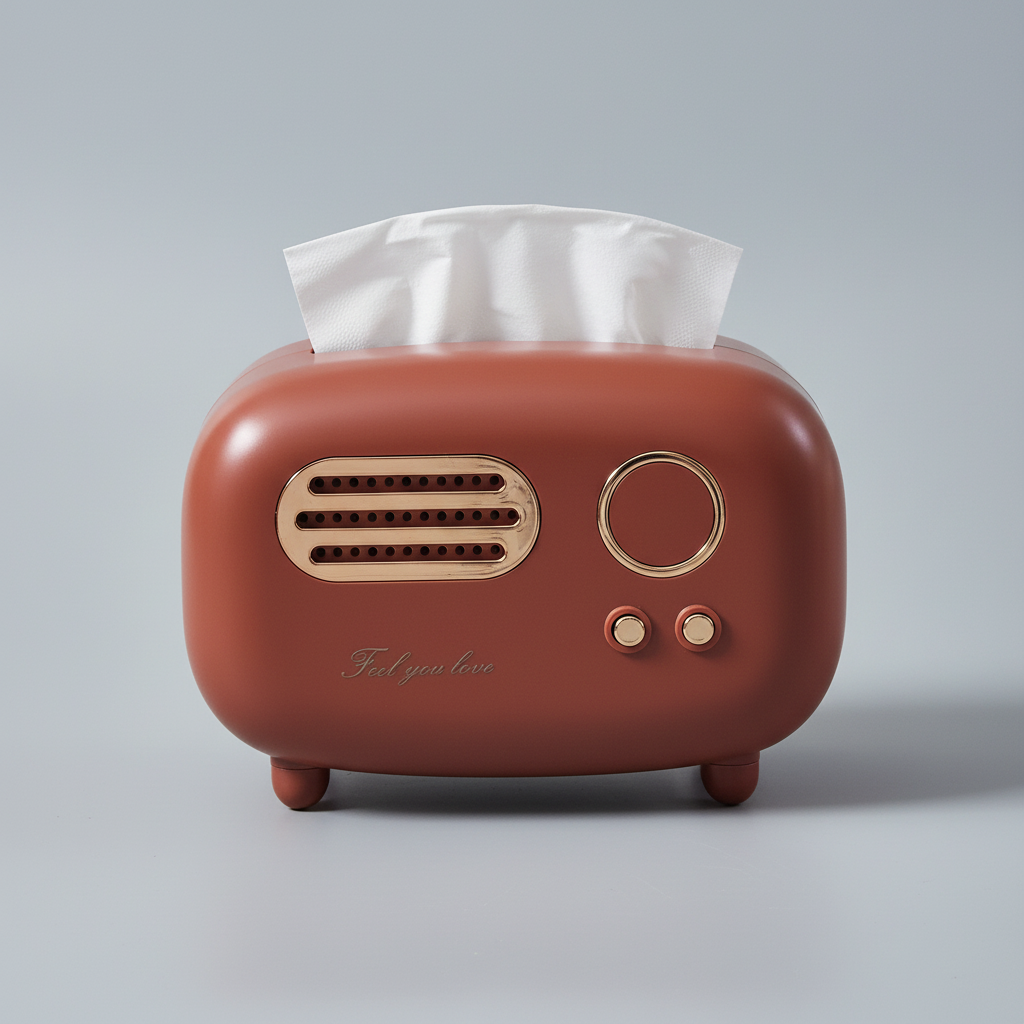 Retro Radio Tissue Box Holder (7.76" x 5.20" x 5.51")
