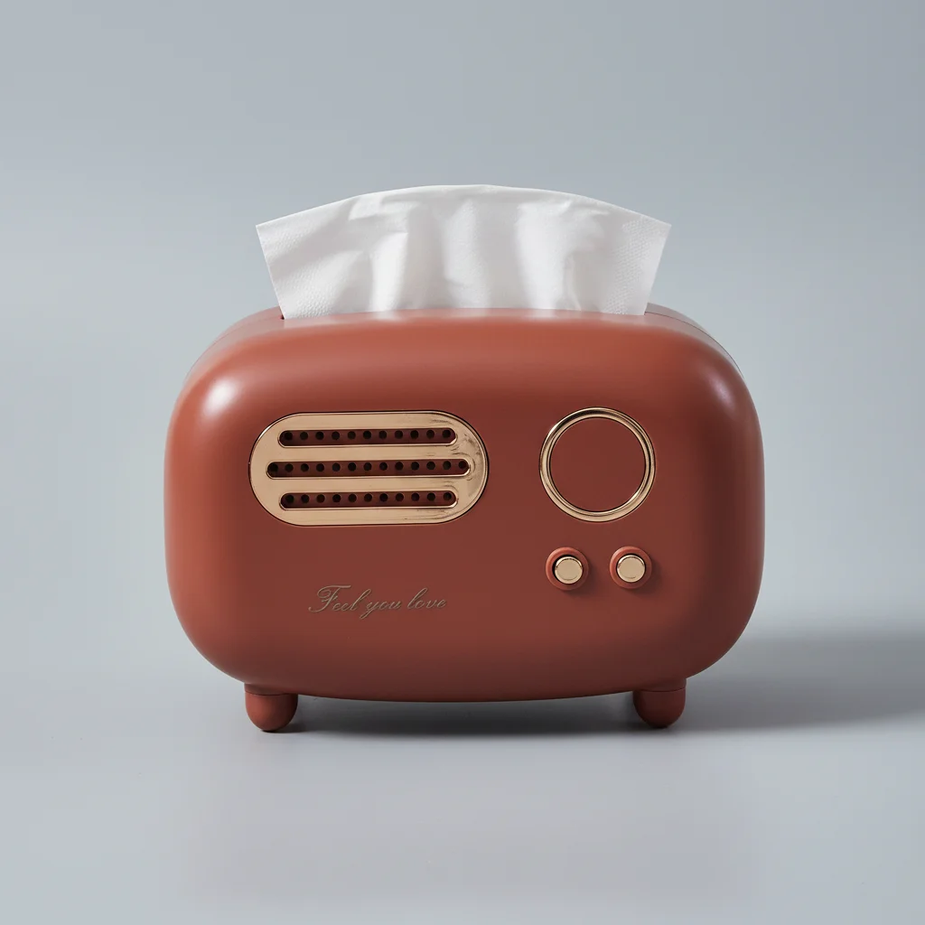 Retro Radio Tissue Box Holder (7.76" x 5.20" x 5.51")