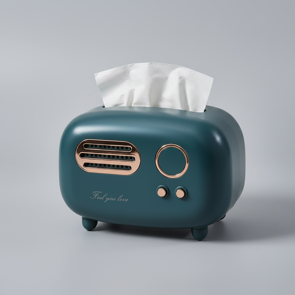 Retro Radio Tissue Box Holder (7.76" x 5.20" x 5.51")