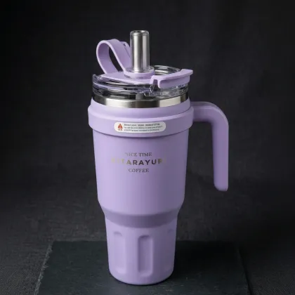 SITARAYURI Insulated Tumbler Mug with Handle & Straw