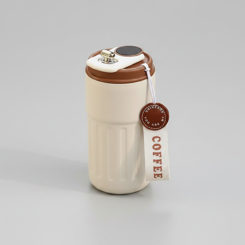 Smart Temperature Display Coffee Tumbler — Travel Mug with Strap