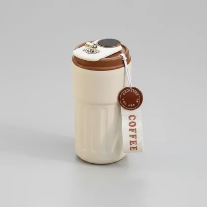 Smart Temperature Display Coffee Tumbler — Travel Mug with Strap