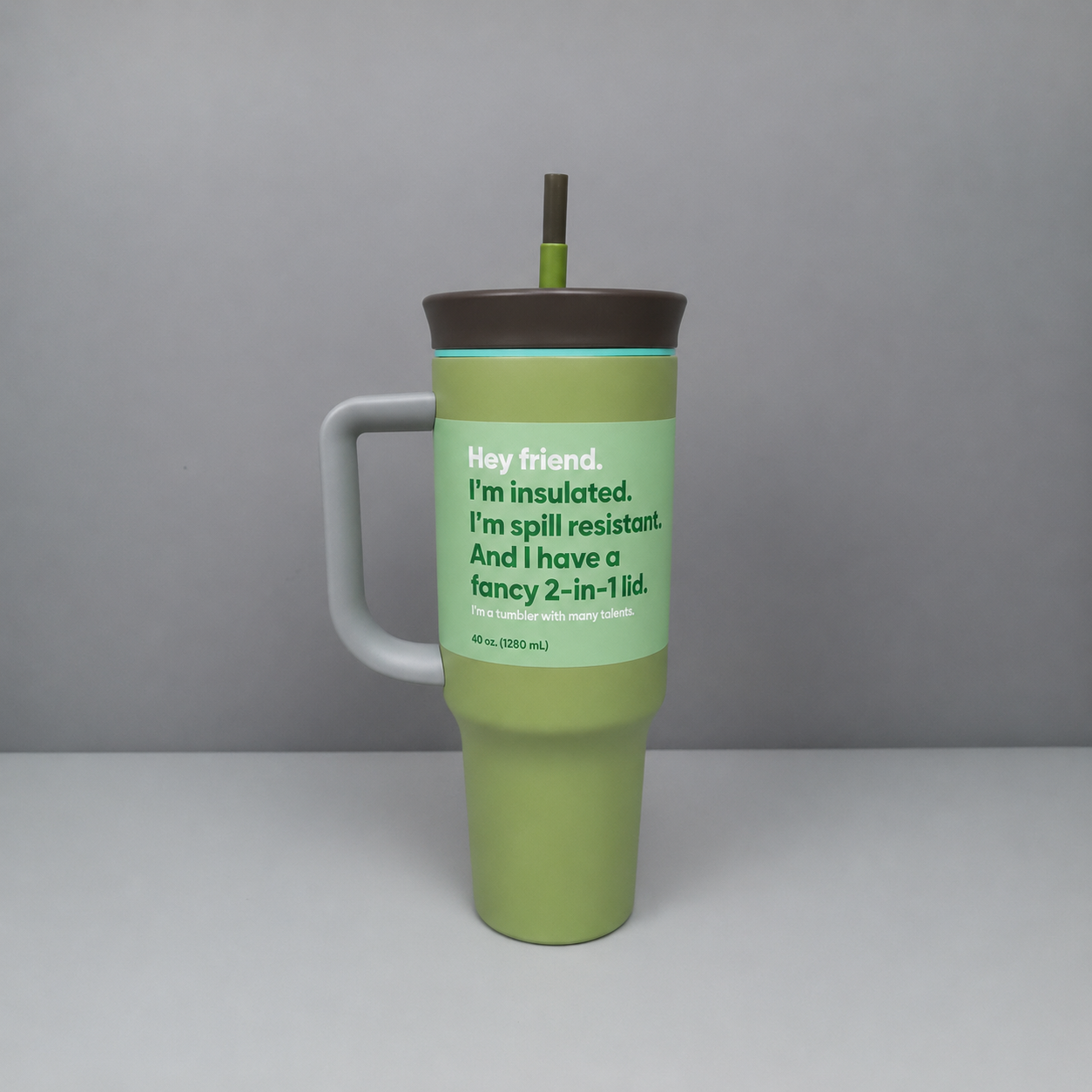 40 oz Insulated Tumbler Mug with Handle & Straw