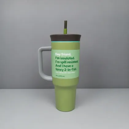40 oz Insulated Tumbler Mug with Handle & Straw