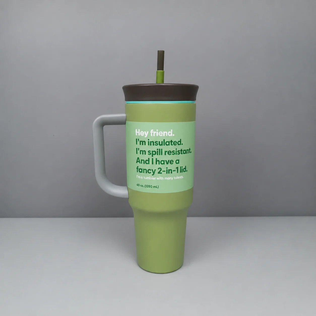 40 oz Insulated Tumbler Mug with Handle & Straw