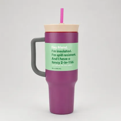 40 oz Insulated Tumbler Mug with Handle & Straw